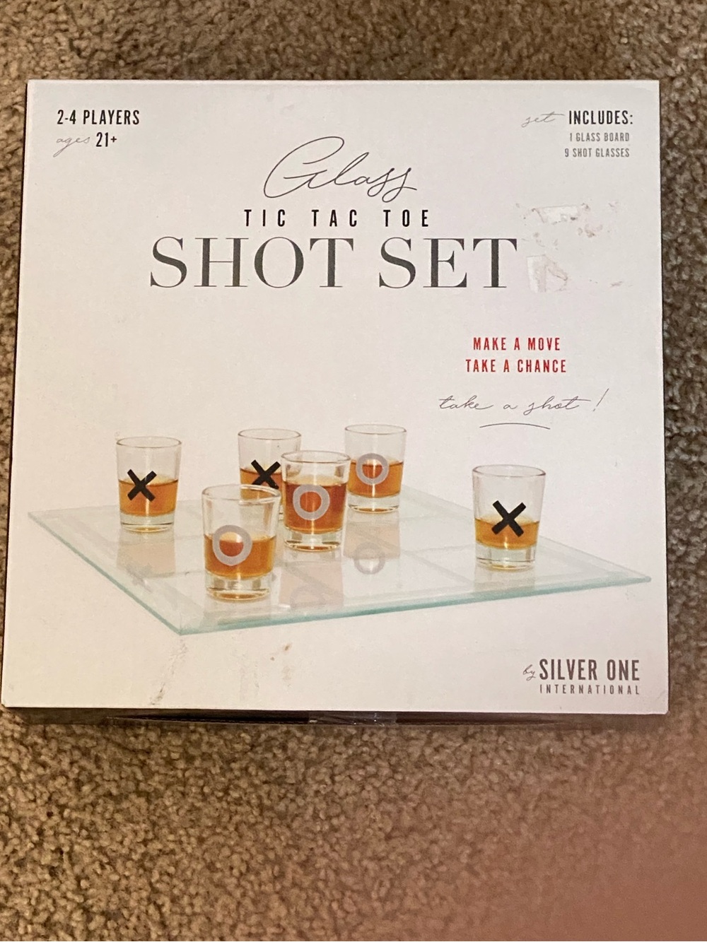 Glass Tic Tac Toe Shot Set - Clear Glass with Black Markings
